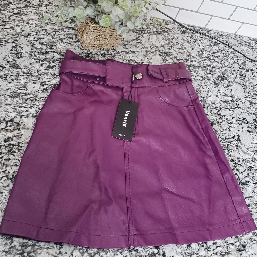 Purple leather skirt